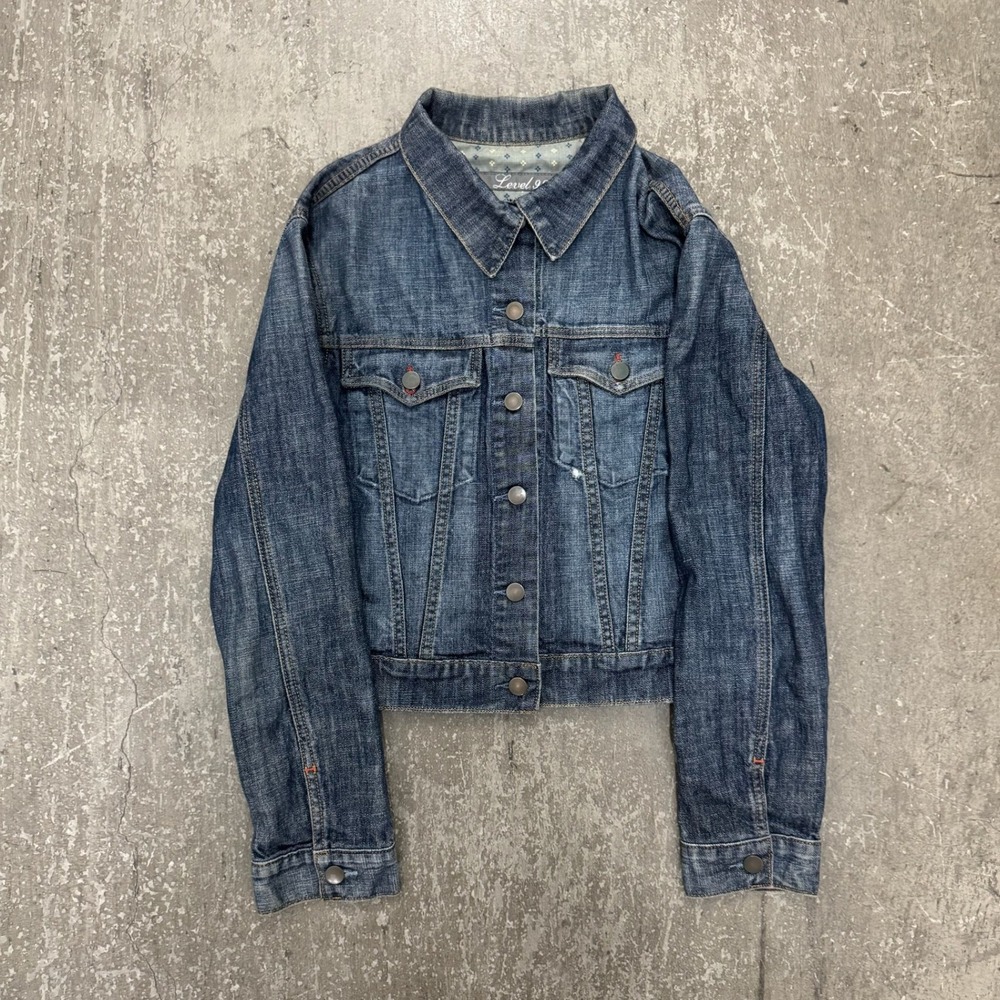Level 99 Denim Jacket Women Medium Blue Excellent Classic Button Up Trucker
